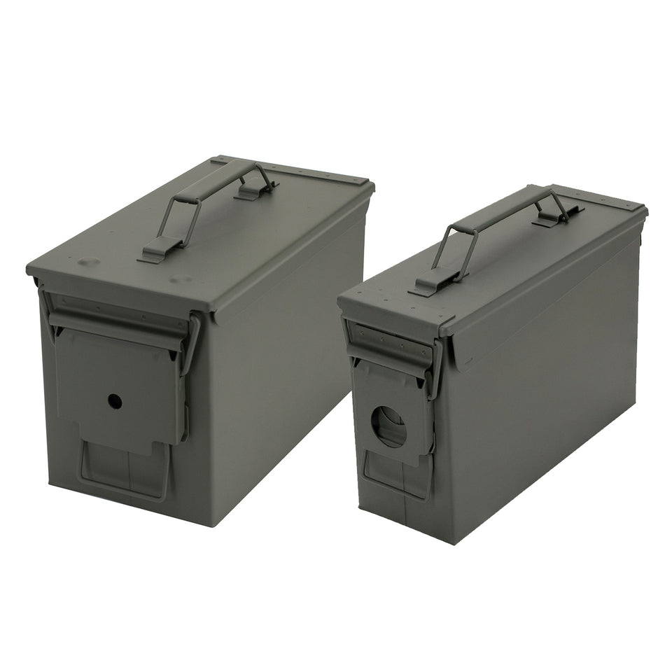 New Premium Quality Steel Metal Ammo Case Can Set 30 and 50 Caliber, Traditional Military Green, Waterproof Ammo, Steel Holder Shotgun Rifle Nerf Gun Ammo Storage Box, Durable Air and Water Tight,